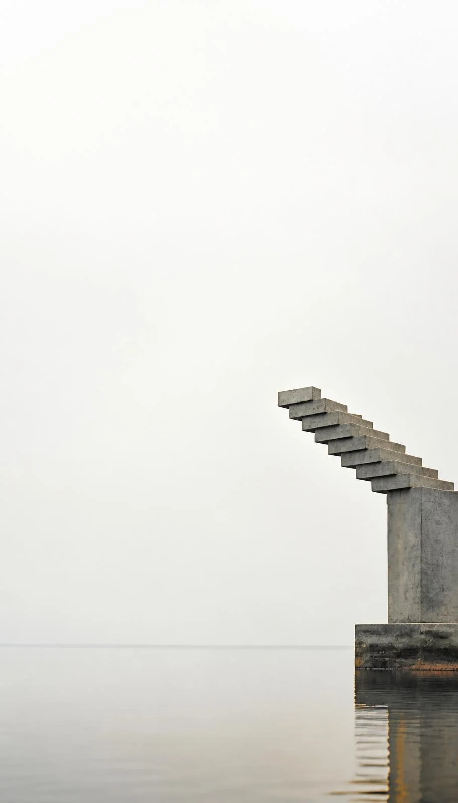 Synthetic photographic artwork of an unfinished concrete stair.